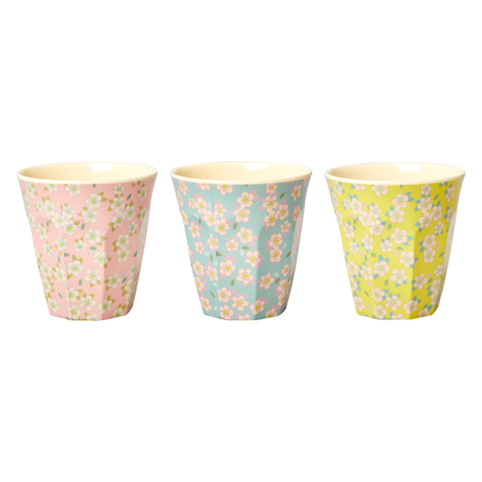 Melamine Beker met bloemenprint in 3 kleuren