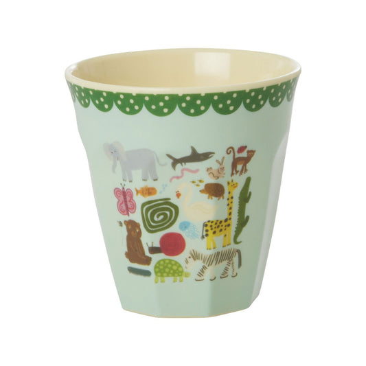 Melamine Cup with Mint Wildlife Print - Medium -250ml