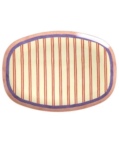 Melamine Rectangular Plate with Stripey Love