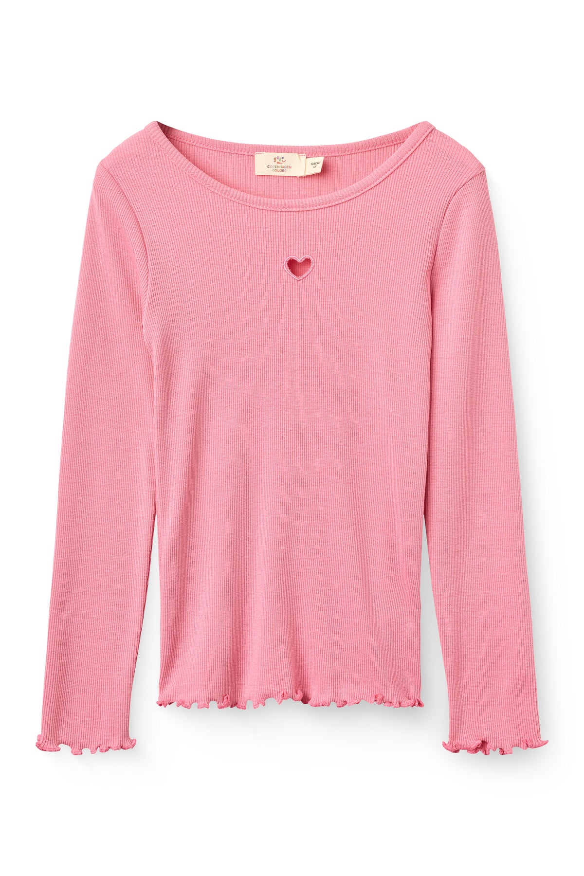 Modal Rib Longsleeve Hartjes Opengewerkt Blossom Pink