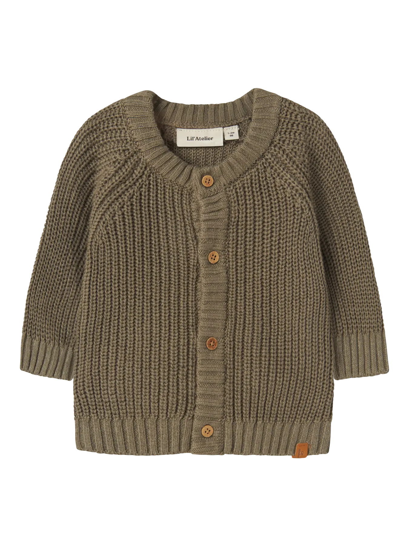 NBNEMLEN lange mouw gebreid vest bruin