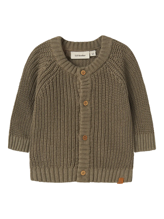 NBNEMLEN lange mouw gebreid vest bruin