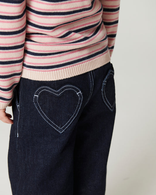 Organic Balloon Jeans met Hartjes op Achterzakken