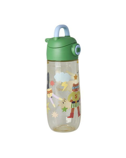 Plastic Kids Drinking Bottle with Hero Print Green