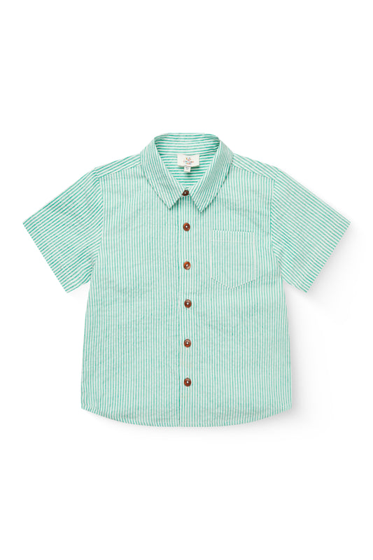 Seersucker Korte Mouw Shirt