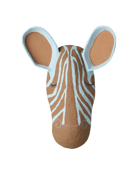 Wanddecoratie Zebra – Blauw – Papier-mâché