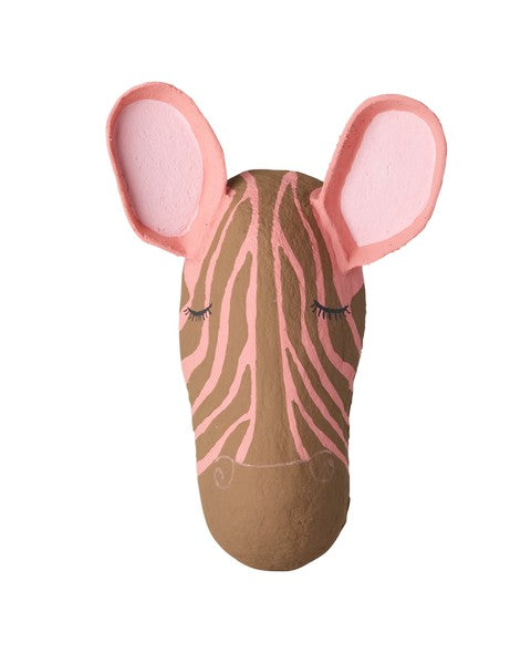 Wanddecoratie Zebra – Roze – Papier-mâché