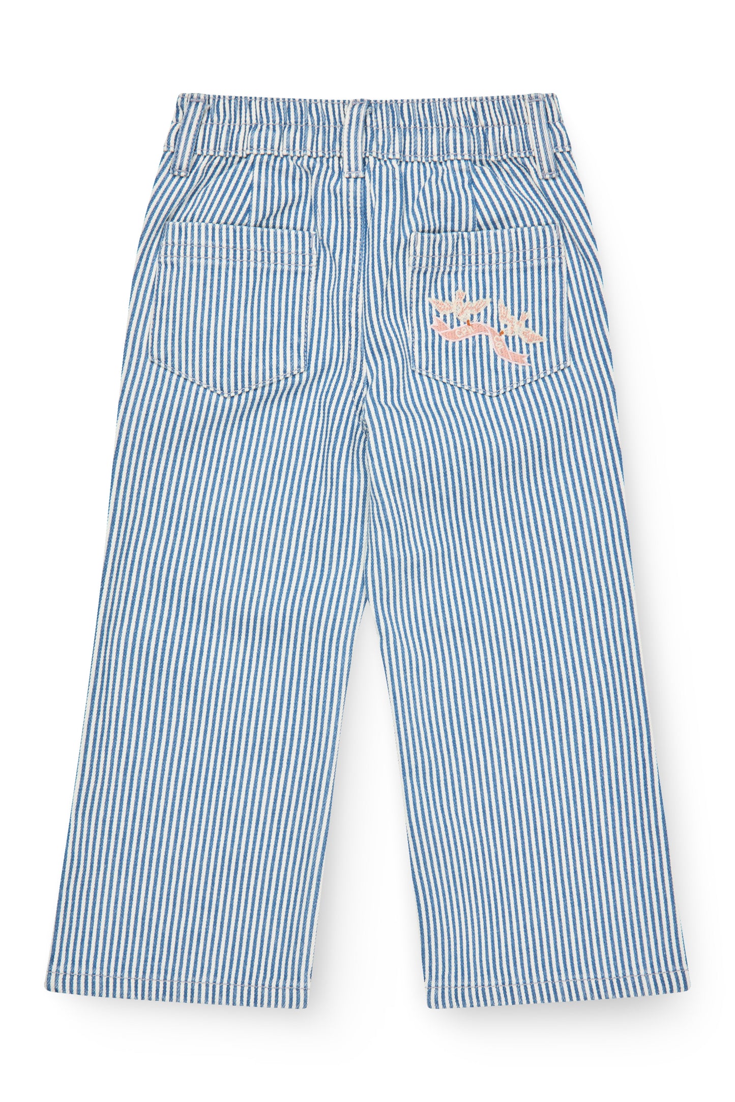 Y/D Twill Broek met Wijde Pijp en Borduursel