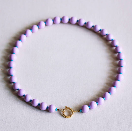 Kralenketting met Miyuki-kraaltjes - lila/aqua