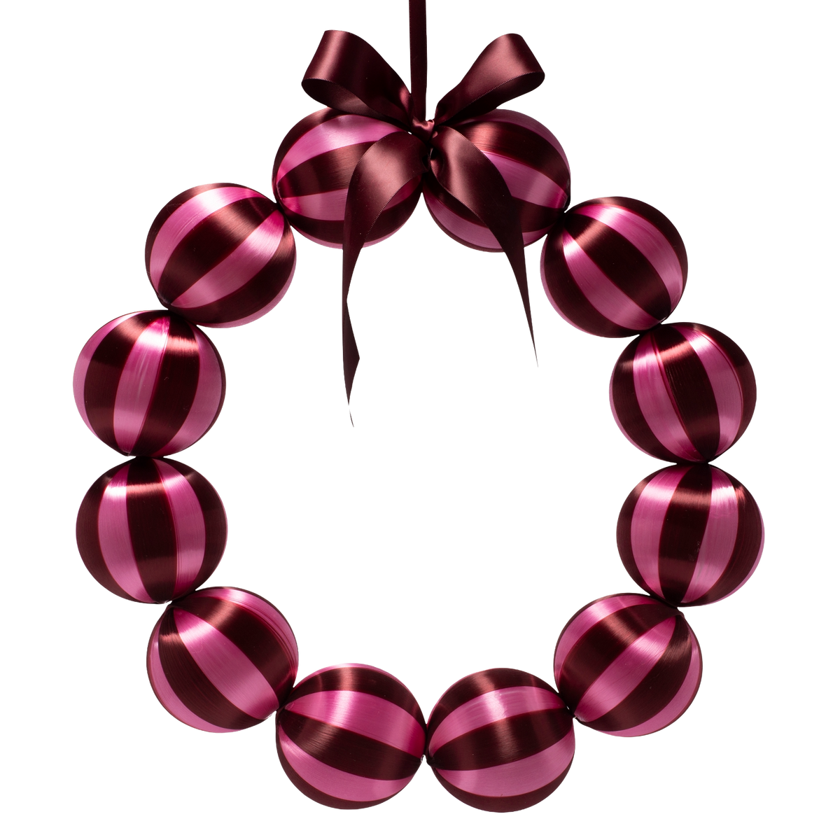 Vondels Kerstkrans Roze/Bordeaux – ø 35,5 cm – in Cadeaudoos