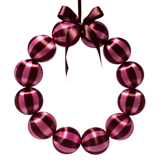Vondels Kerstkrans Roze/Bordeaux – ø 35,5 cm – in Cadeaudoos