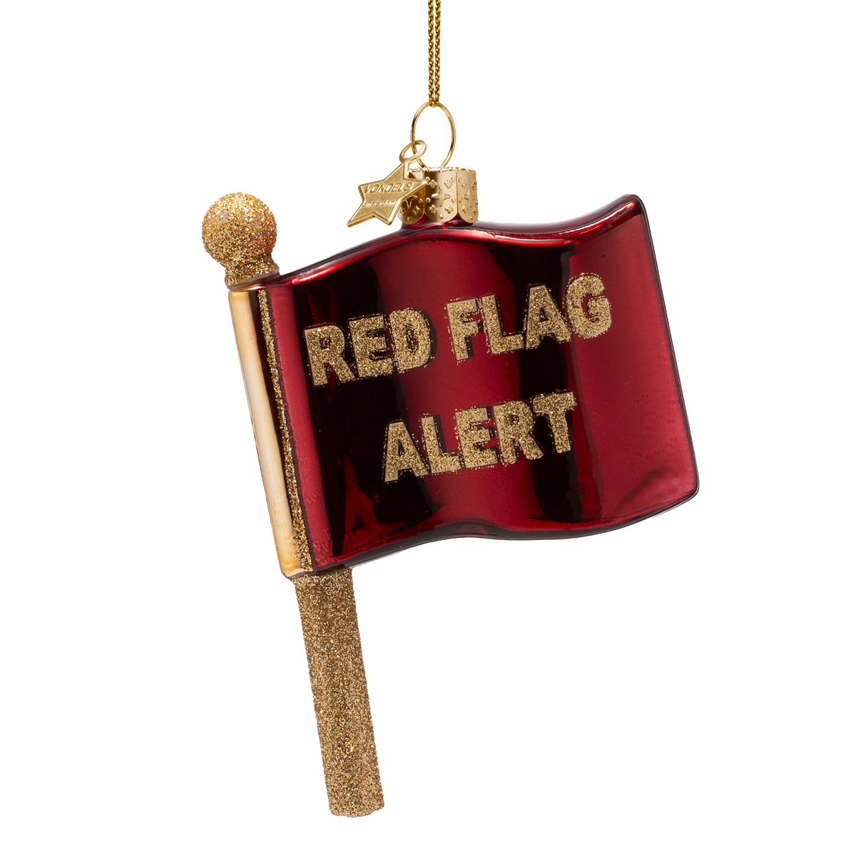 Vondels Kerstbal Rode Vlag – Glas – 10,5 cm
