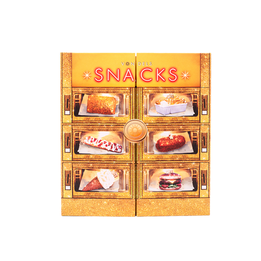 Vondels Adventskalender Snackbox – 6 Glazen Kerstballen – in Cadeaudoos