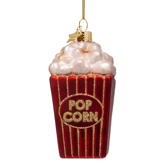 Vondels Kerstbal Popcorn – Rood/Goud – Glas – 10,5 cm