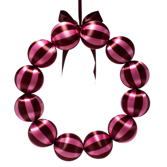 Vondels Kerstkrans Roze/Bordeaux – ø 35,5 cm – in Cadeaudoos