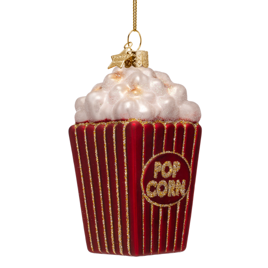 Vondels Kerstbal Popcorn – Rood/Goud – Glas – 10,5 cm