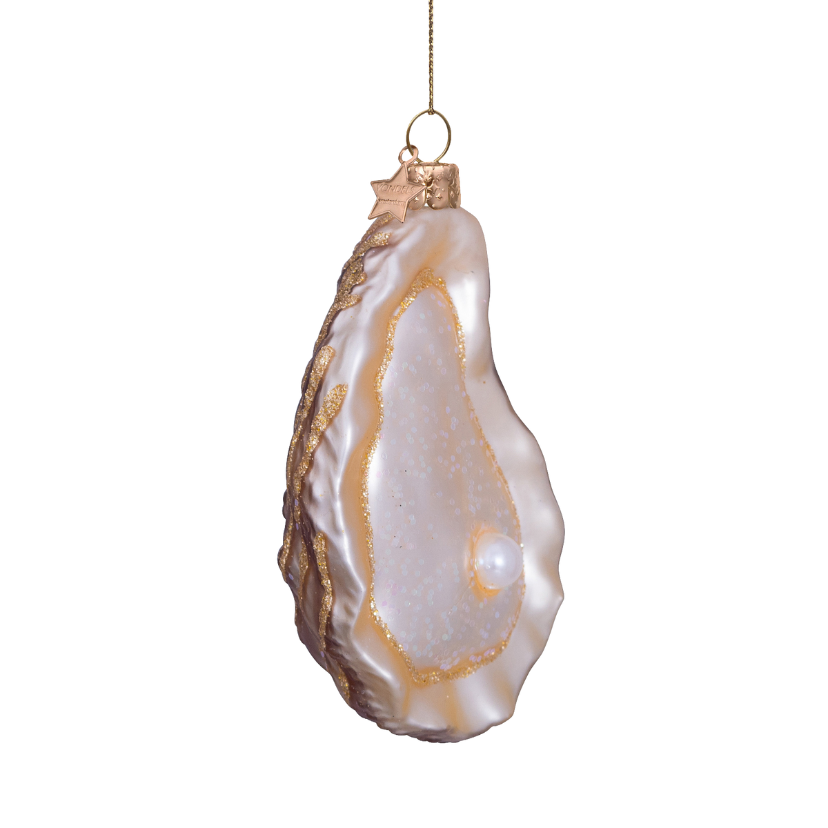 Vondels Kerstbal Oester – Ecru – Glas – 10 cm