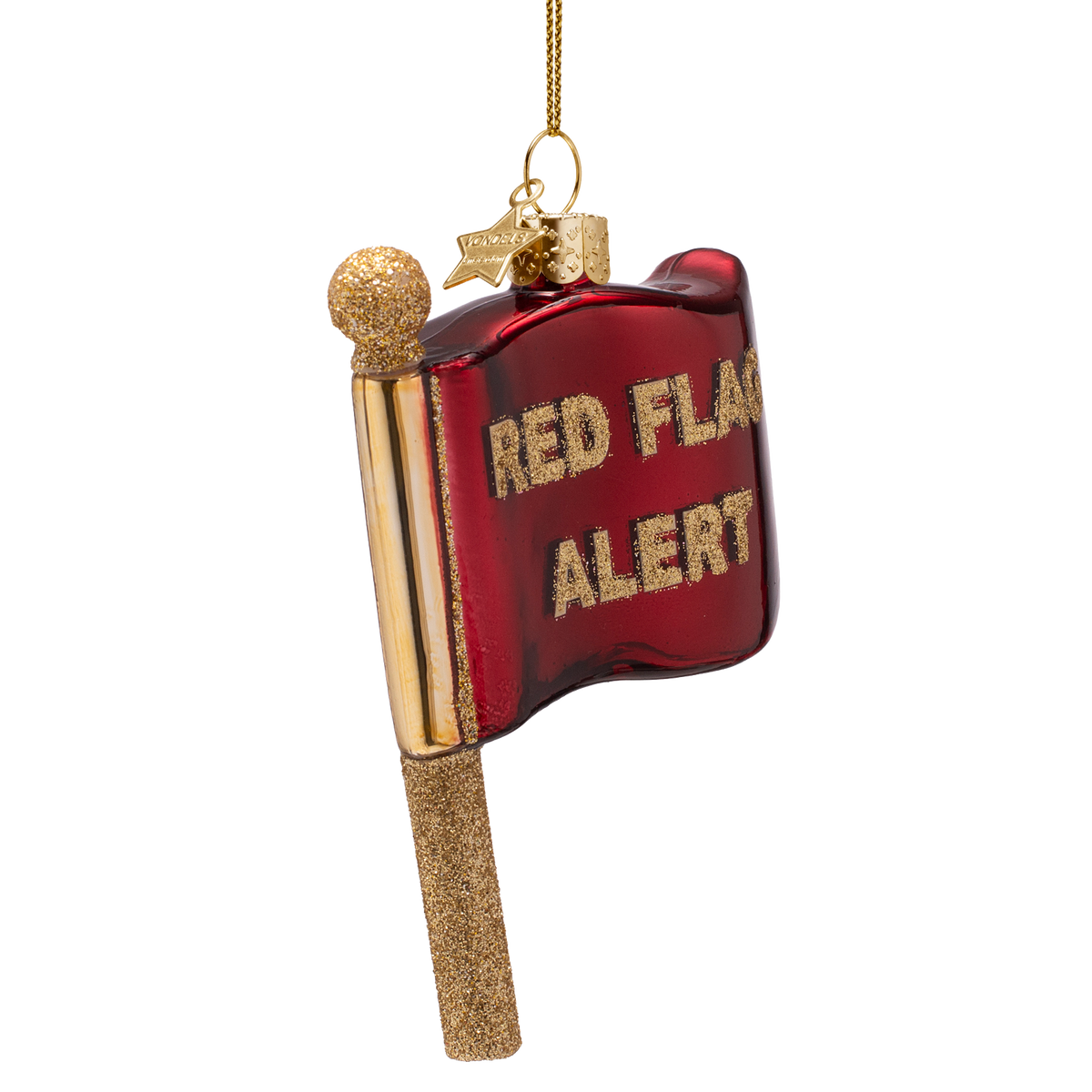 Vondels Kerstbal Rode Vlag – Glas – 10,5 cm