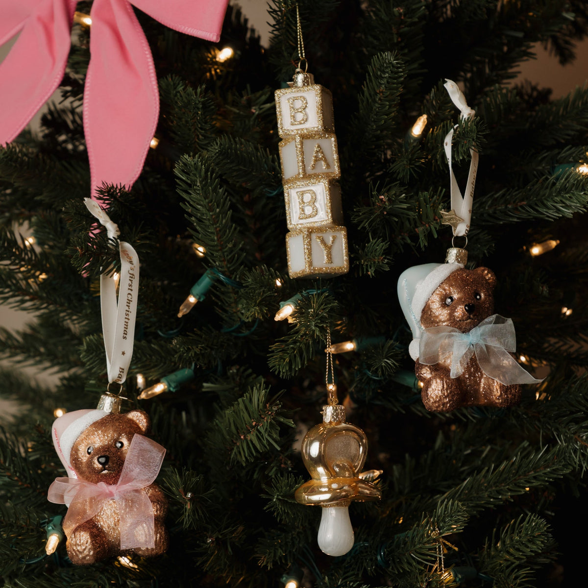 Vondels Kerstbal Speentje – Goud – Glas – 8 cm