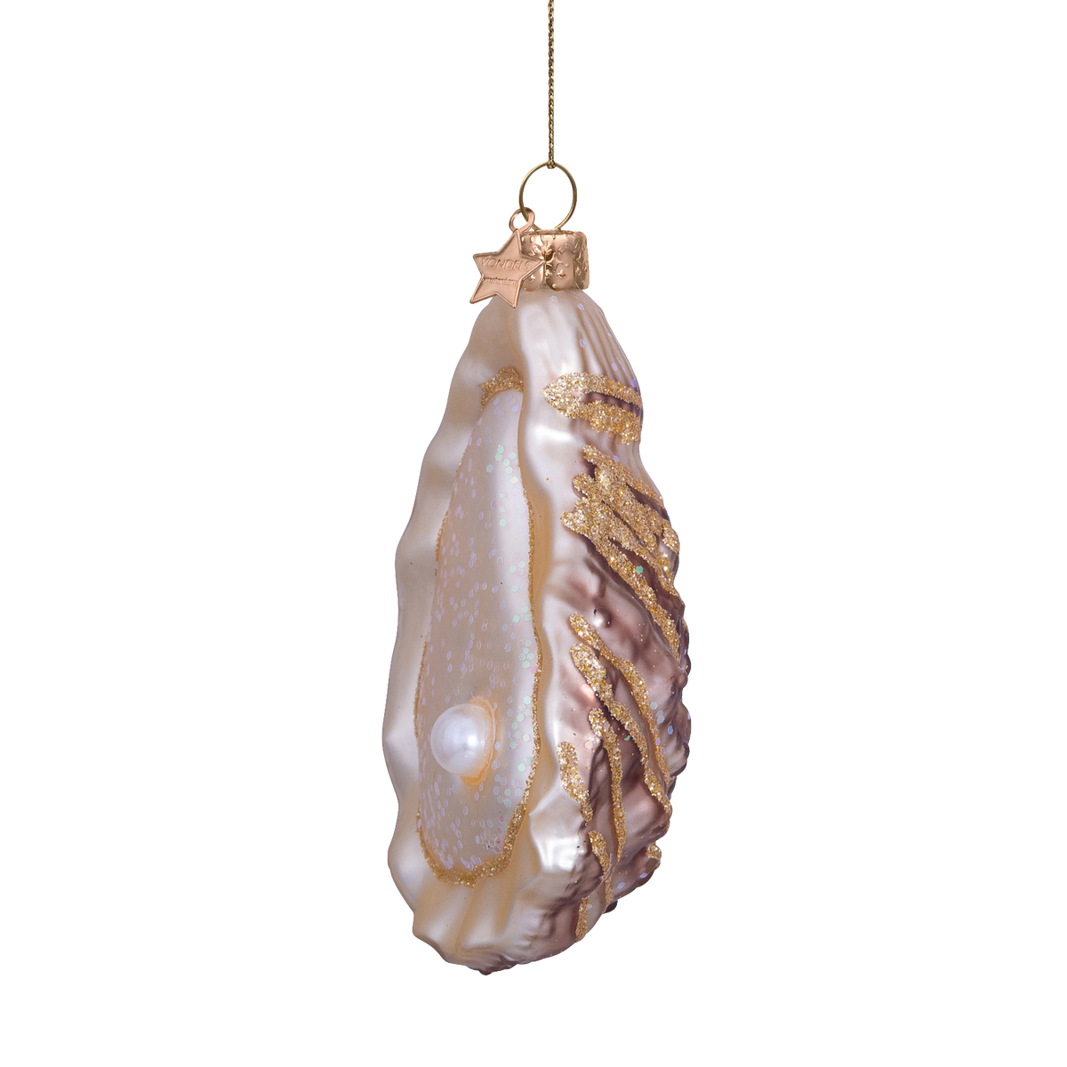 Vondels Kerstbal Oester – Ecru – Glas – 10 cm